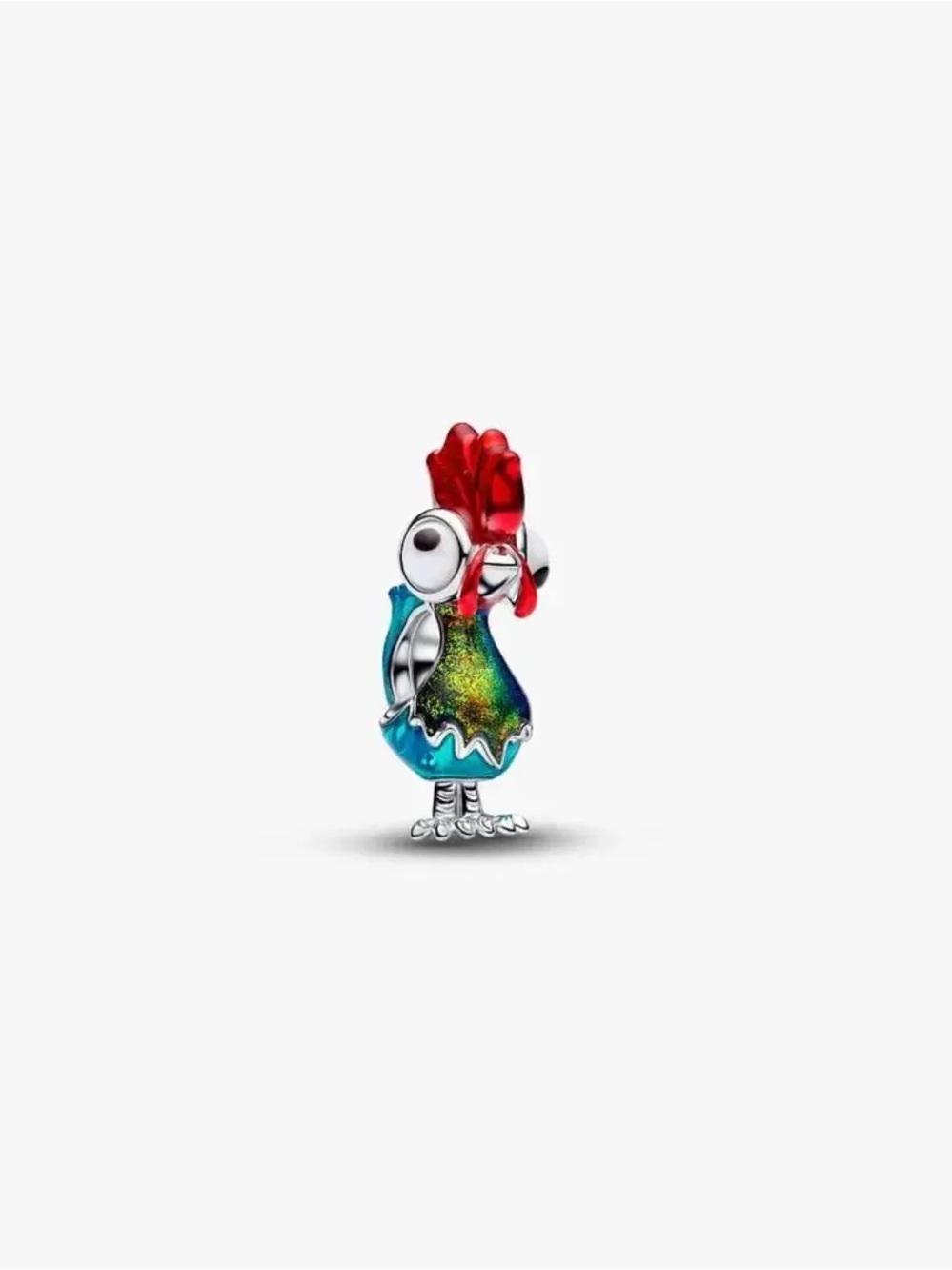 Pandora Multicolor Rooster Enamel Bird Charm - Red Crest, Blue Body
